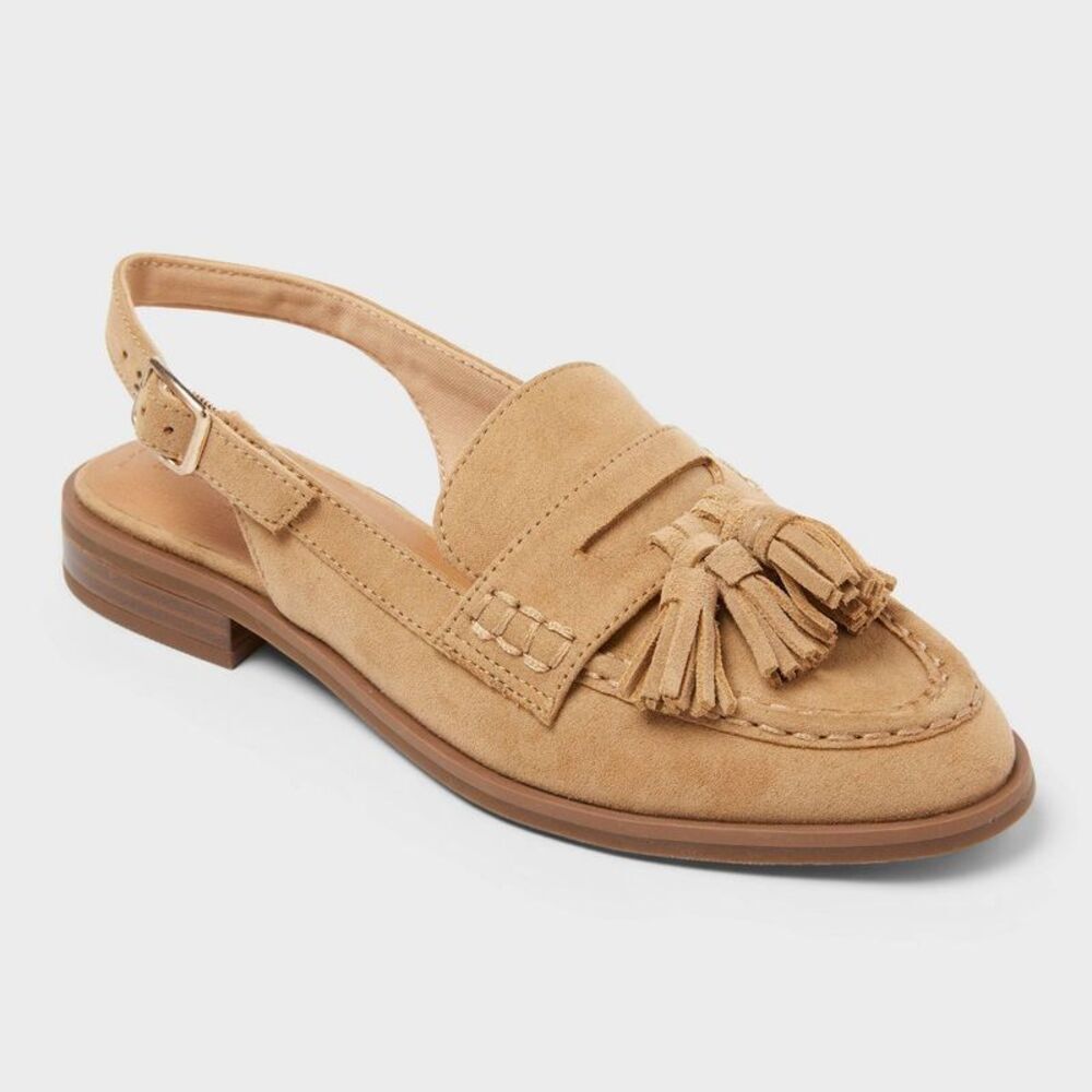 Universal Thread Tan Suede Tassel Slingback Loafer